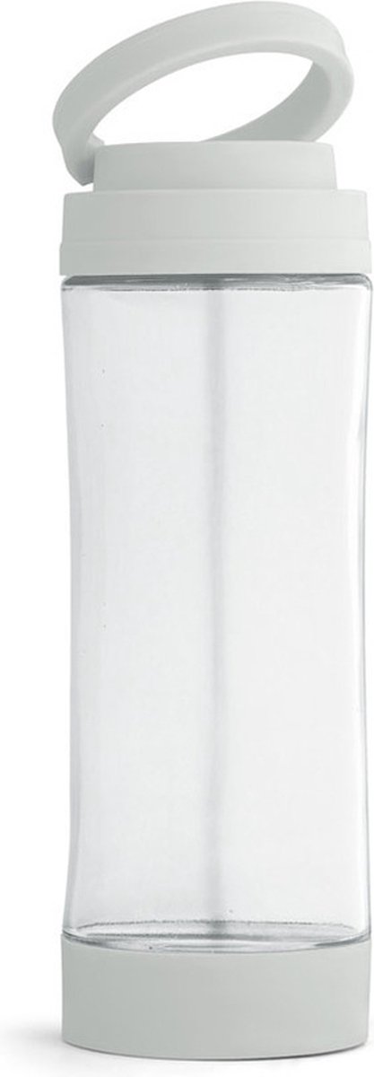Glazen waterfles/drinkfles met witte kunststof schroefdop en smartphone houder 390 ml - Sportfles - Bidon