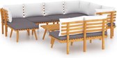 vidaXL Ensemble de salon 9 pièces avec coussins Bois d'acacia massif - Ensemble de salon - Ensembles lounge - Ensemble de jardin en bois - Ensemble de pelouse