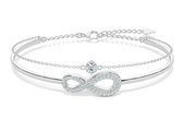 Malinsi Armband Dames - Infinity Liefde - Zirkonia - Dubbel Armbandje - Zilver Armbandjes Messing - Verjaardag - Cadeau voor haar - vrouw