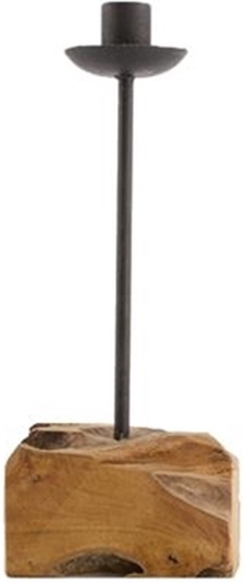 Dijk Natural Collections Kandelaarvoor dinerkaars teakhout 11x7,5x28cm