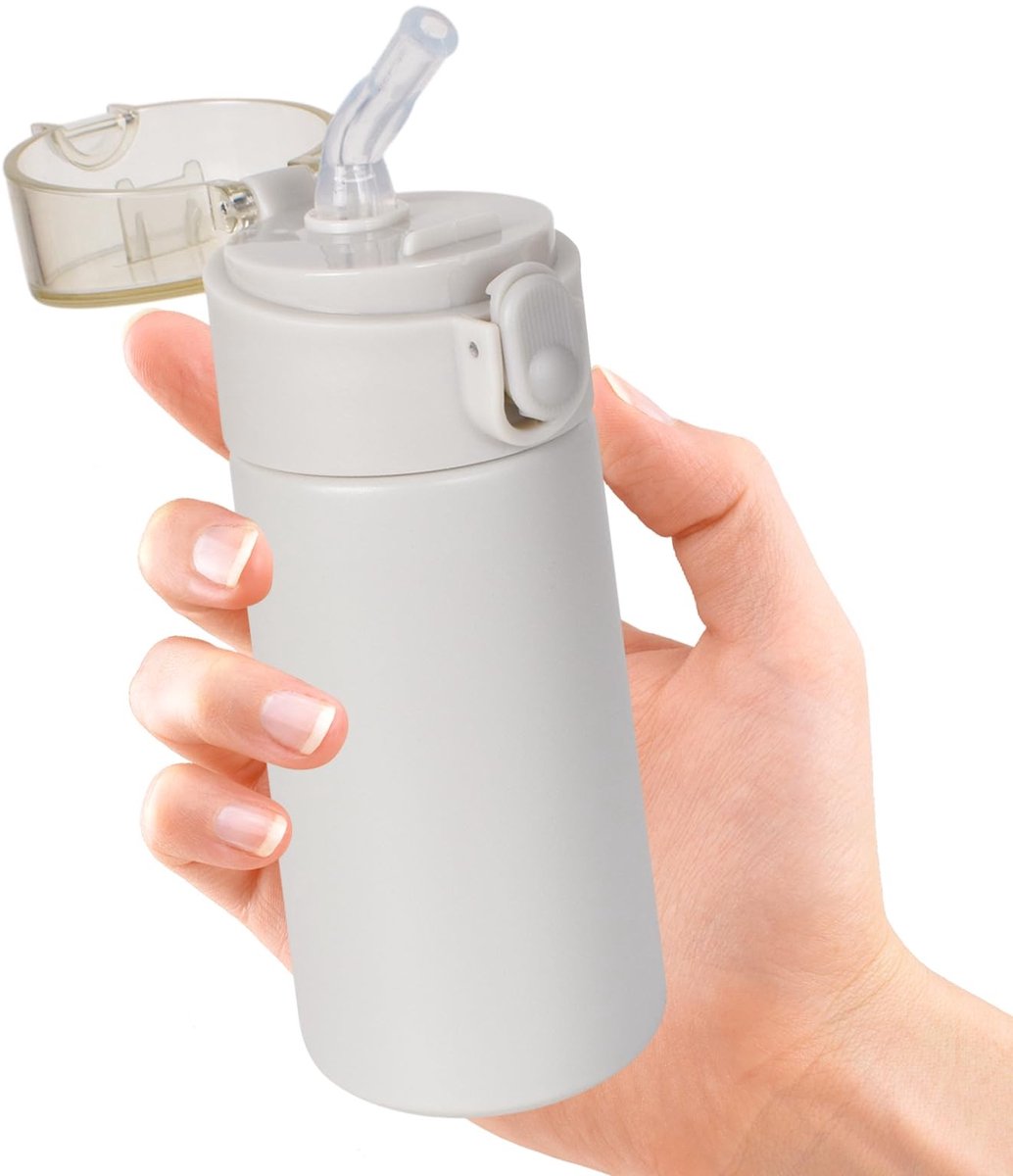 MTTproducts- Waterfles 150 ml - Lekvrij - Draagbaar - Rietje - Dubbelwandig - Roestvrij staal - Thermosfles
