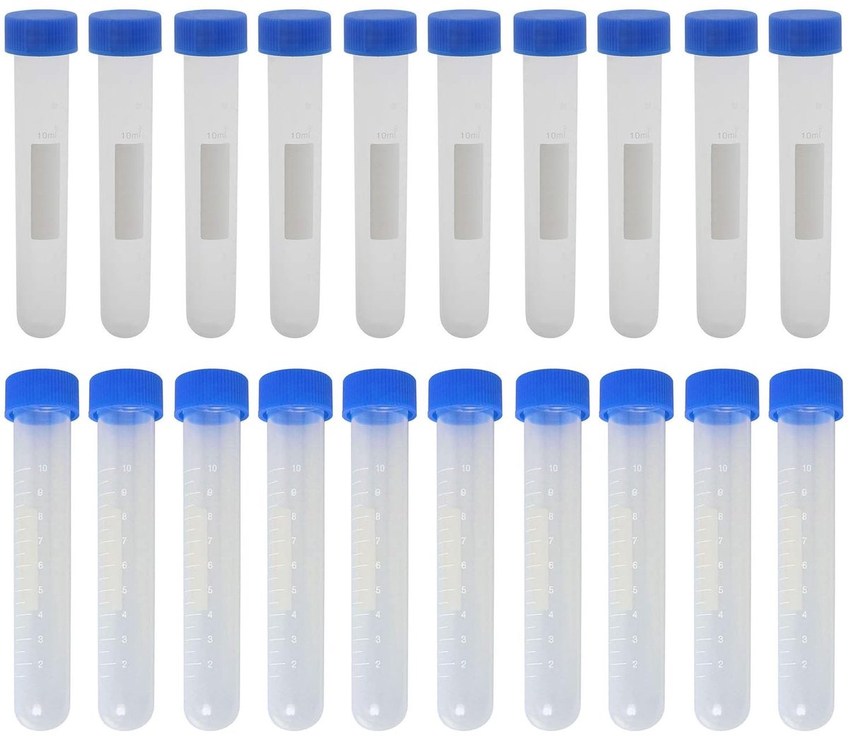 MTTproducts- Centrifugebuisjes 10 ml - 20 stuks - Kunststof - Ronde bodem - Schroefsluiting - Voor laboratoriumgebruik - Kryobuizen