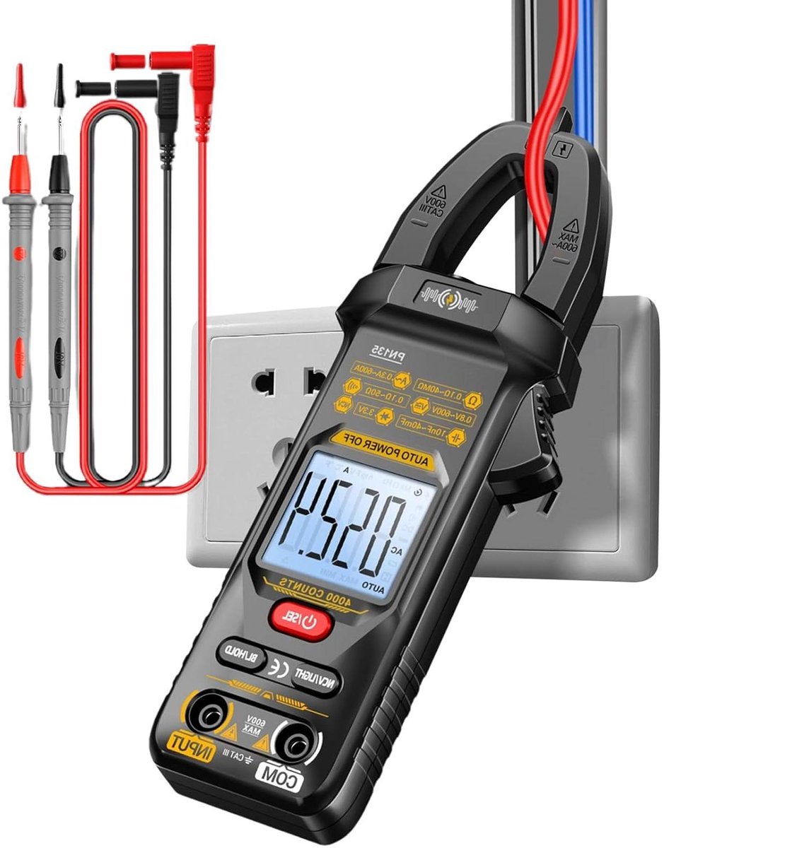 Digitale Tangmultimeter - Spanning Tester - Elektrisch Meten - Intelligente Autodetectie - 4000 Tellingen - Zwart