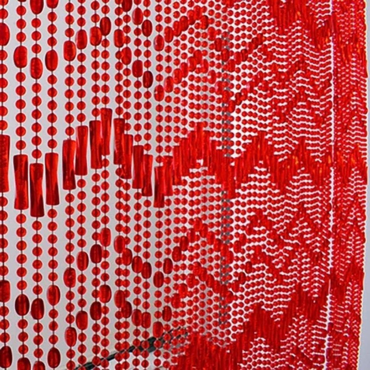Kralengordijn Deur - Decoratief paneel - Ruimte verdelen - Aanpasbare lengte - 3500 gram - Rood