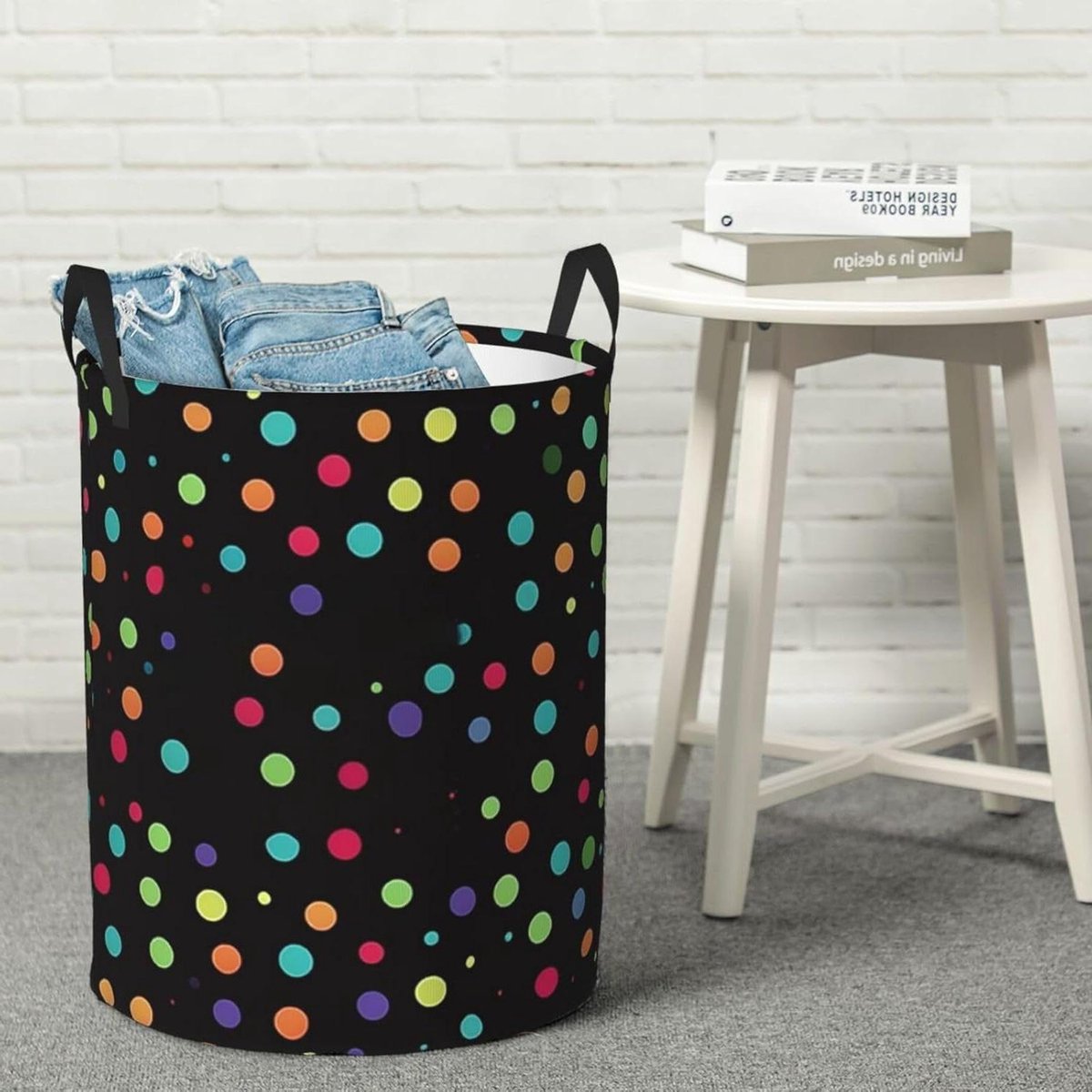 Wasmand Rond Opbergmand Kleding Opbergen Waterdicht Materiaal 35 x 41 cm Zwart
