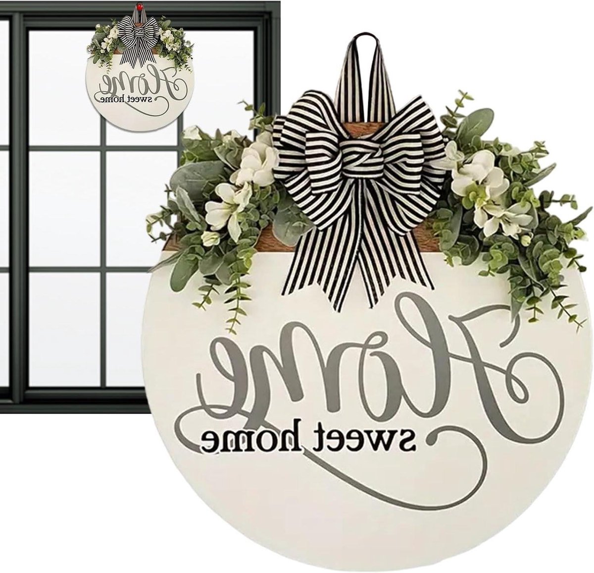 Welkomstbord Huis - Decoratief Bord - Entree Verfraaien - Rustiek Hout Design - 30 cm - Wit