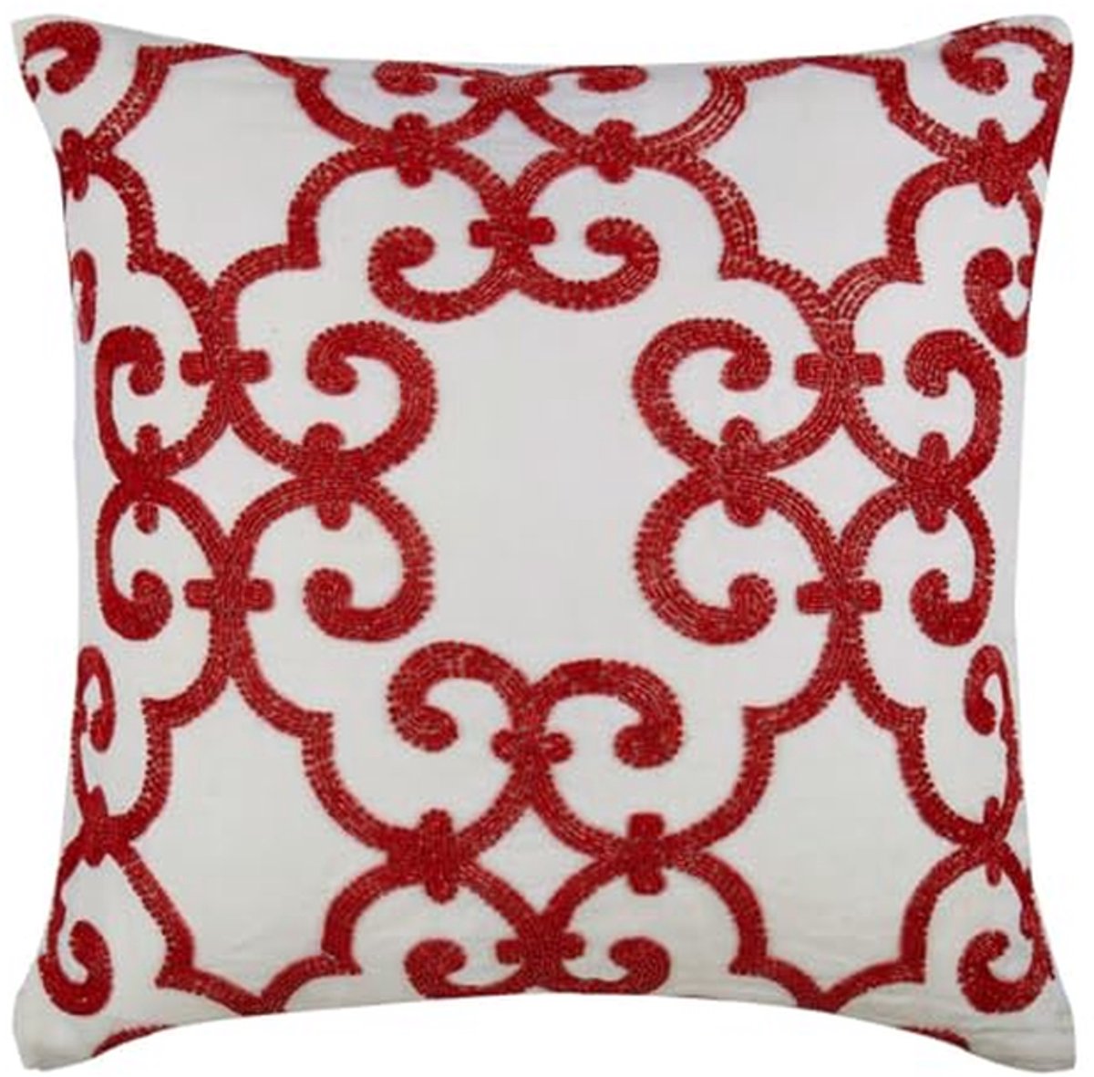 Set van 2 decoratieve rode kussens 40x40cm - Handgemaakte katoen linnen kussens