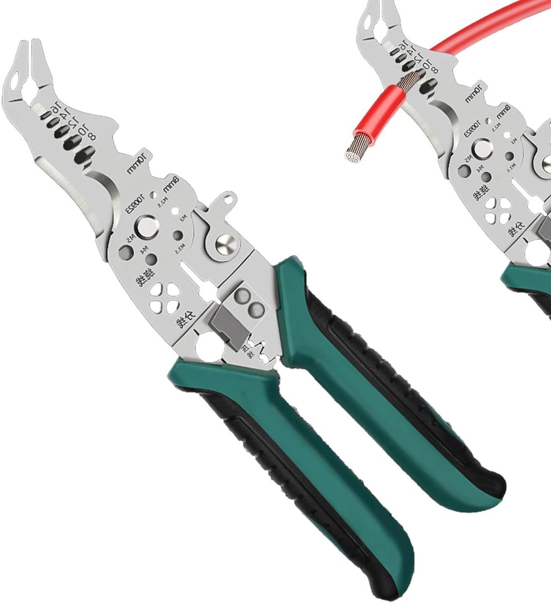 Multifunctionele draadstripper - Kabelkniptang - Draadstrippen en krimpen - Innovatief openingsontwerp - 187 cm - Zwart