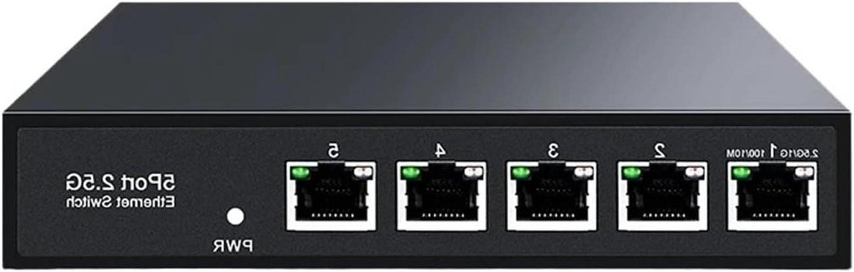 Netwerkswitch - Ethernet Hub - Snelle Internetverbinding - 5 Poorten 2.5GbE - Desktop Formaat - Zwart