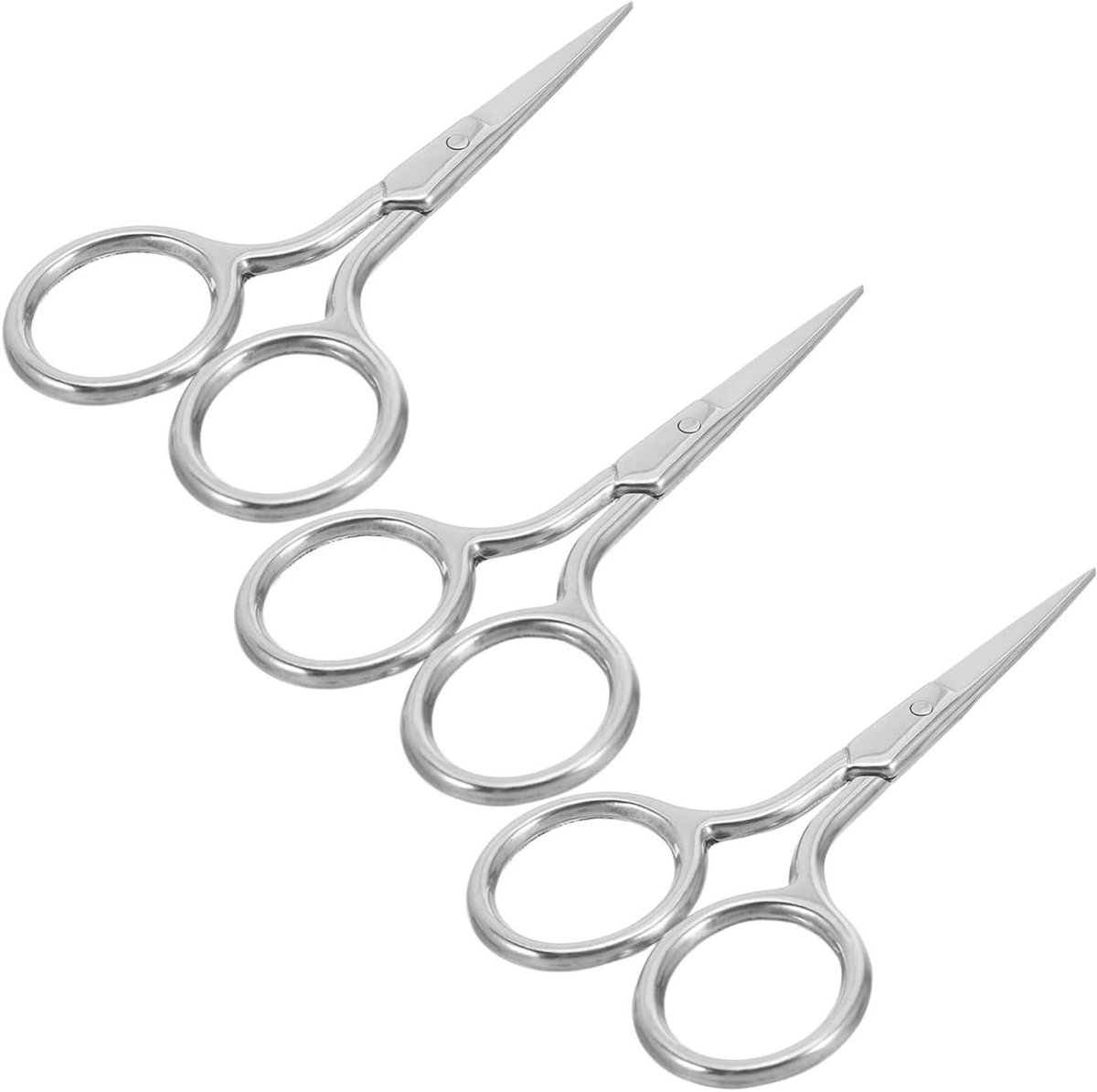 Gezichtshaarschaar Set - Baard Trimmer - Nauwkeurig Trimmen - Afgeronde Veiligheidspunten - 3 Stuks - Zilver