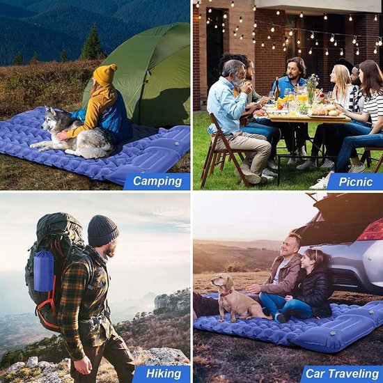 Kampeer slaapmat - Luchtbed mat - Comfortabel slapen - Snel op te blazen - Compact op te bergen - Blauw — afbeelding 2