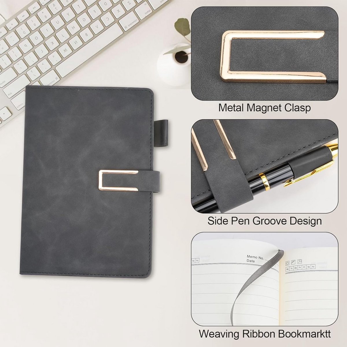 Luxe A5 Notitieboek Leer met Pen en Gesp - 240 Dikkke Pagina's voor Kantoor en School — cadeau in Kalenders & Planners - foto 5