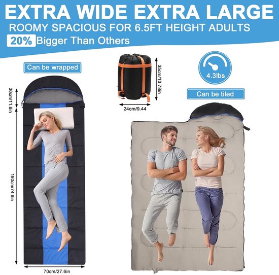 Outdoor Camping Sleeping Bag, Sleeping Bag for Adults and Children, Waterproof Sleeping Bags Damping and Hiking, Ultralight Sleeping Bag, Compact Sleeping Bag van OutDoor — afbeelding 4