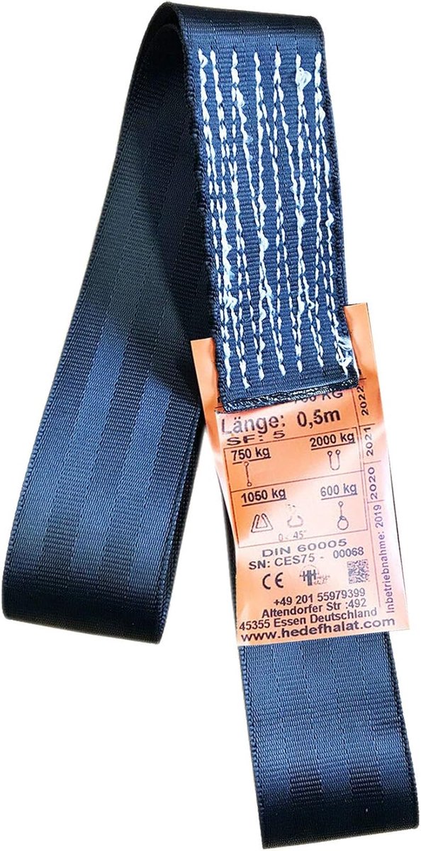 Hefband Polyester - Hijstouw Lus - Lasten Verplaatsen - Kleurgecodeerde Capaciteit - 750 kg 1.5m - Zwart