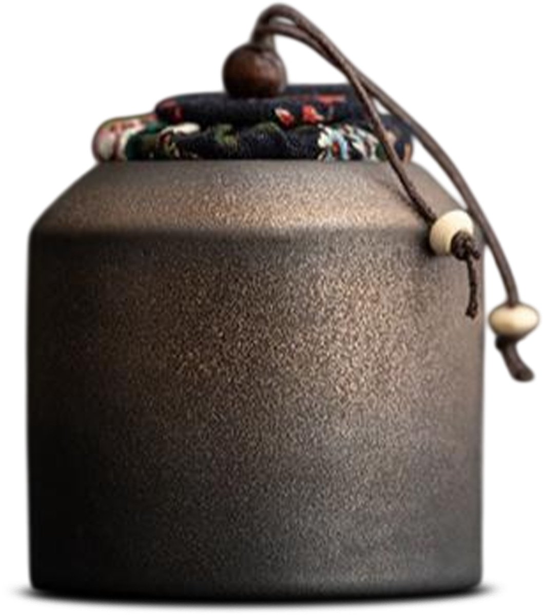 Akerz Keramische Mini Urn Donkergrijs – Moderne Herinneringsurn voor Mens & Huisdier – Inclusief Stoffen Deksel