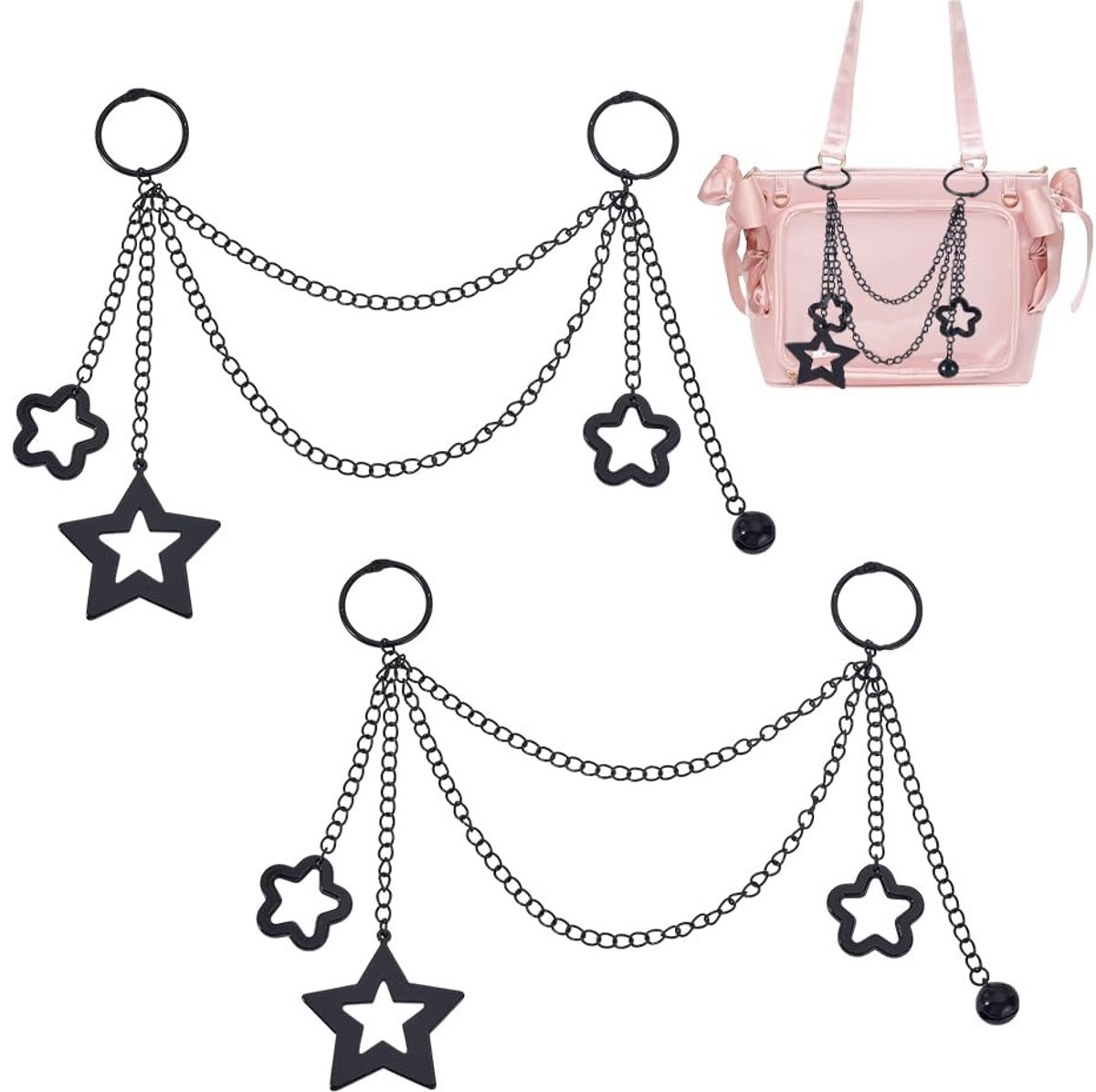 Cosensi- Portemonnee Ketting 2 Stuks - Tasaccessoire - Decoratieve Hanger - Acryl Ster - Sluiting - Creatief Ontwerp