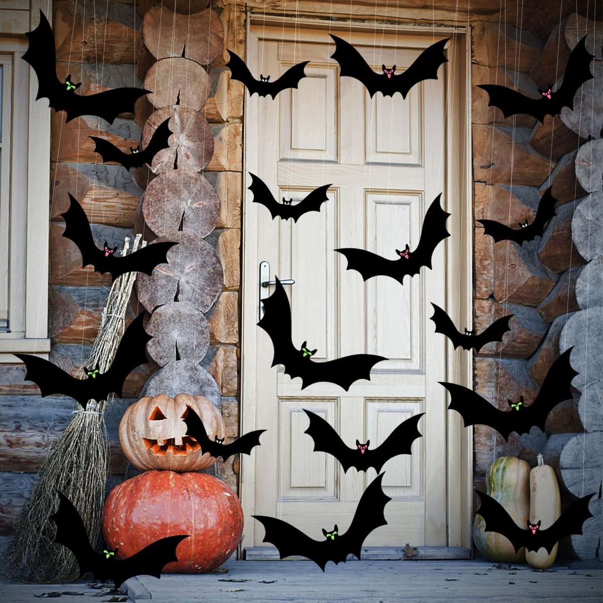 Cosensi- Vleermuizen Decoratie Waterdicht - 18 Stuks - Halloween Decoratie - Buiten Decoratie - 3 Maten - Schattige Oogstickers