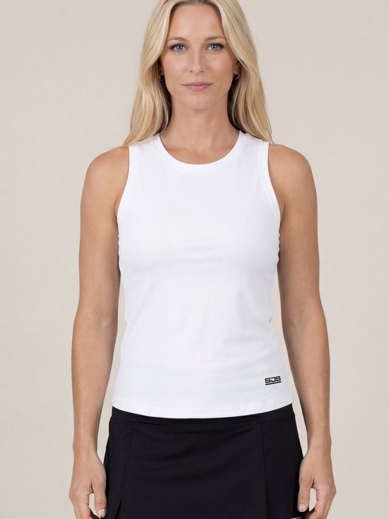 Sjeng Sports YILDRIN - Mouwloze Sporttop Dames - Wit - Geribbeld Materiaal Tennis en Fitness Sneldrogend Singlet Tanktop