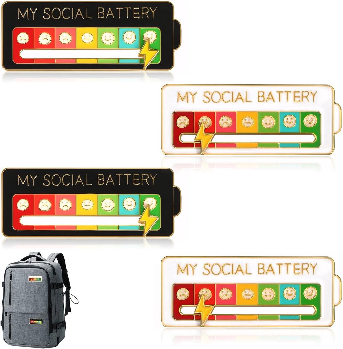 4-Daagse Interactieve Sfeer Spelden - Grappige Batterij Broches voor Dagelijks Dragen