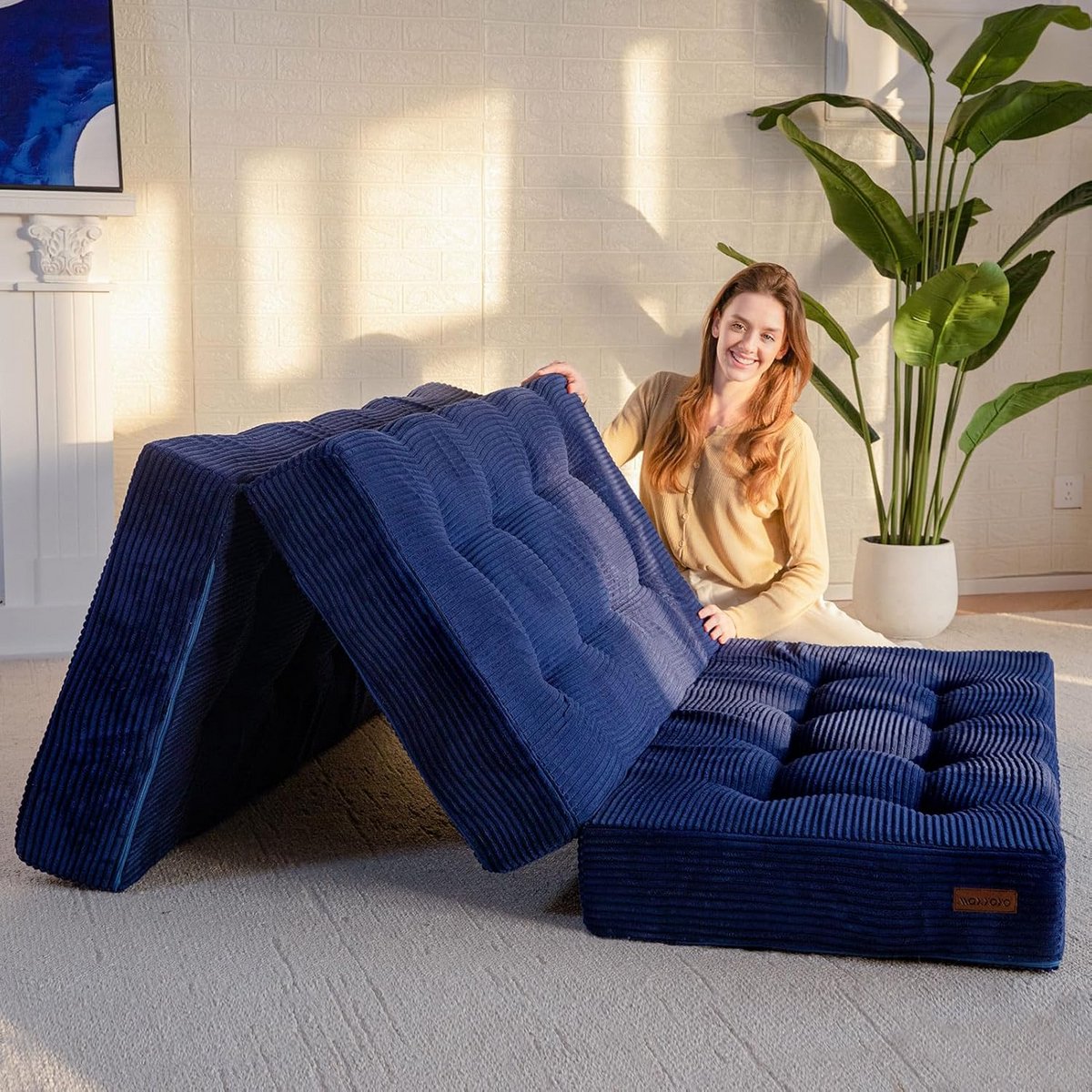 Opvouwbaar Tweepersoons Matras (150x200) - 15cm Dikke Comfortabele Slaapbank voor Gasten