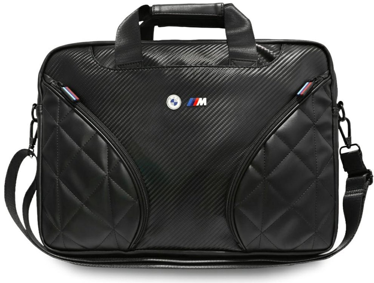BMW Carbon Pockets Tas met Metalen Logo voor 16 Inch Laptop - Optimale Bescherming - zwart