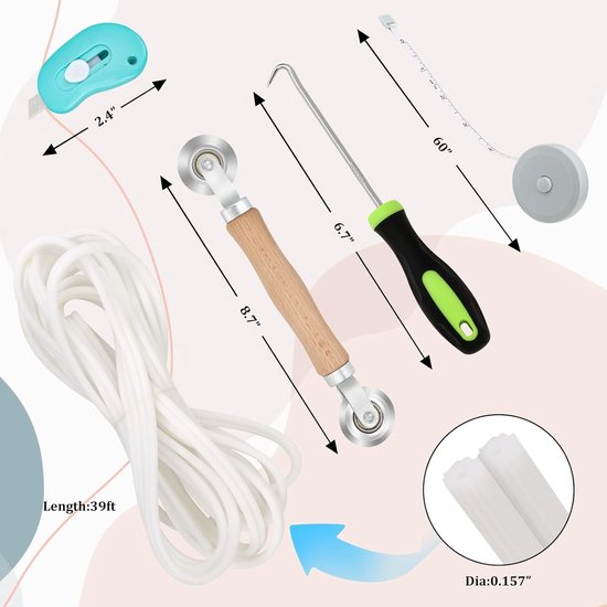 Reparatieset Horren - Gaas & Deurgaas - Scherm Herstellen - Duurzaam Glasvezel - 48 x 118 Inch - Wit — afbeelding 4