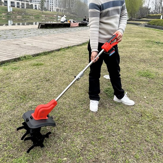 Draadloze Tuinfrees - Elektrische Cultivator - Bodem Voorbereiden - Digitaal Batterij Display - 9.5 Inch Werkbreedte - Zwart — afbeelding 2