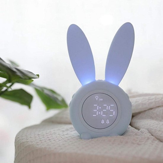 Kinderwekker - Nachtlampje Klok - Kinderkamer Decoratie - Zacht Licht - 17.5 cm - Wit — afbeelding 3