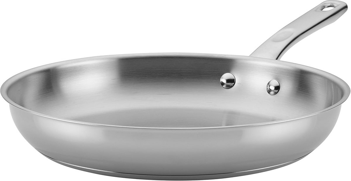 Roestvrijstalen Pan 32 cm - Ovenbestendig tot 200°C - Geschikt voor Inductie en Alle Kookplaten - Vaatwasmachinebestendig