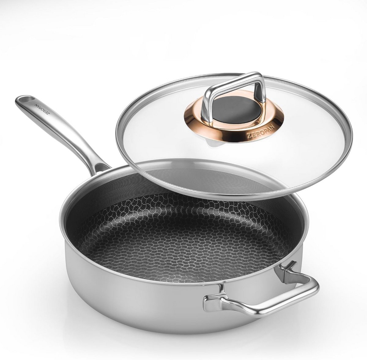 Diepe Koekenpan 28 cm met Antiaanbaklaag en Deksel - Hybride Roestvrij Staal - Koel Handvat - Geschikt voor alle Kookplaten - Ovenbestendig - Vaatwasmachinebestendig