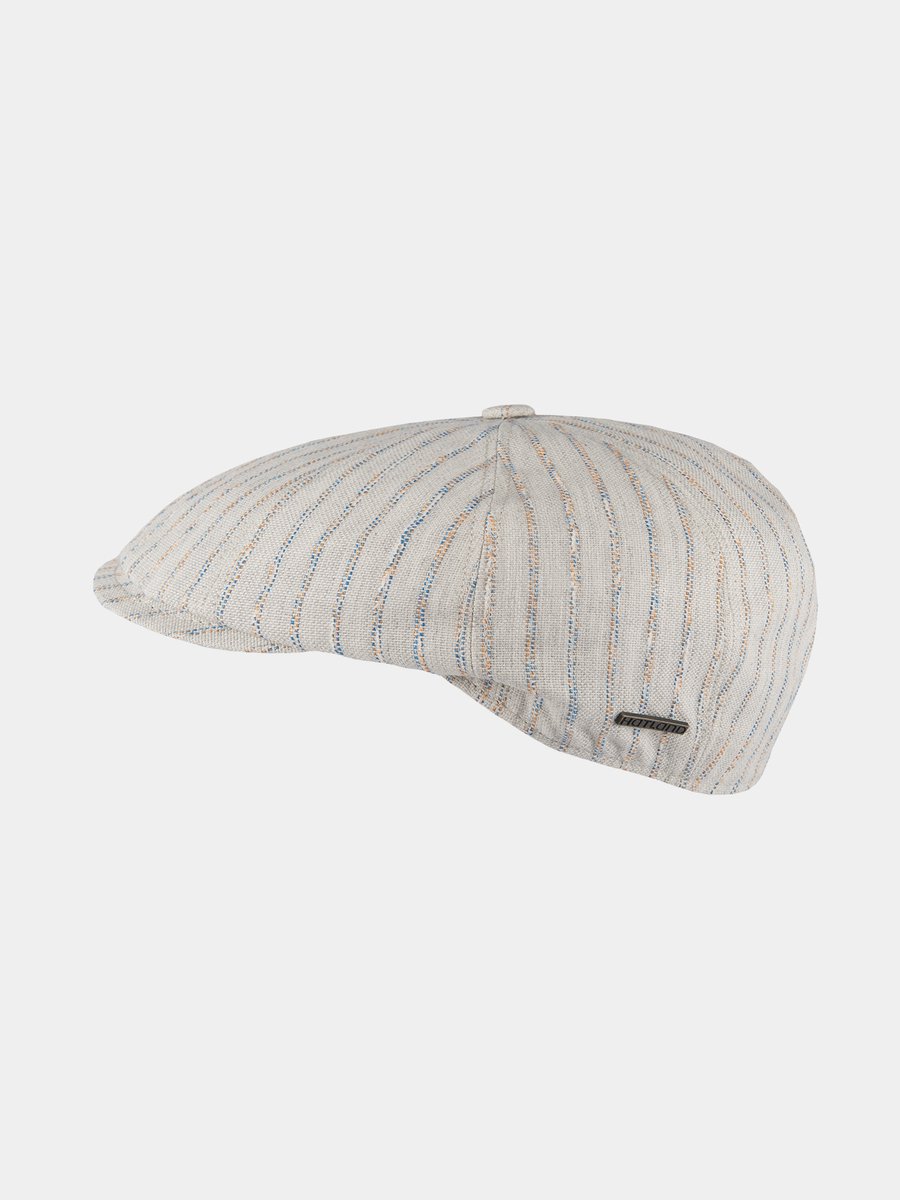 Dugan - Gestreepte flat cap - Naturel