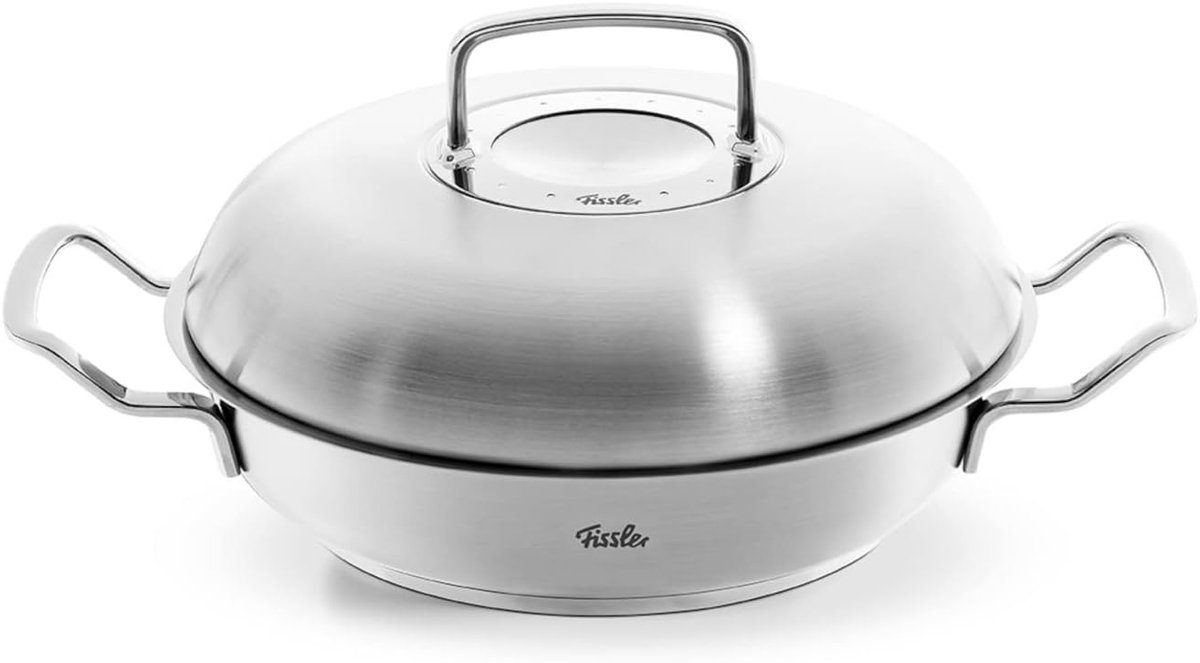 Ronde Serveerpan - Kookpan Braadpan - Snel Koken - Novogrill Braadoppervlak - 24 cm 2 Liter - Zilver