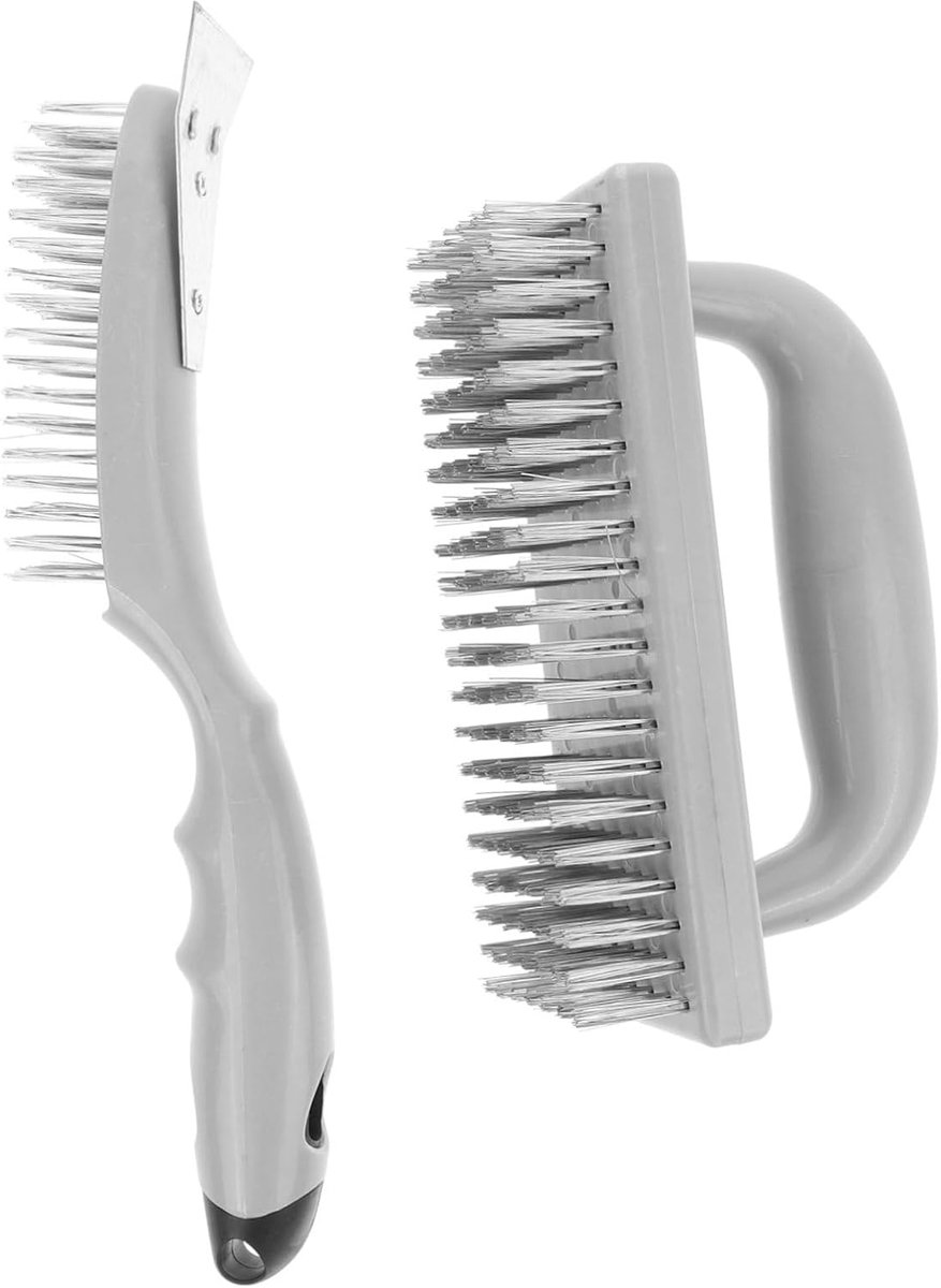 Grillborstels - Barbecue Gereedschap - Schoon Grillen - Dubbel Pakket - 28cm Lengte - Grijs
