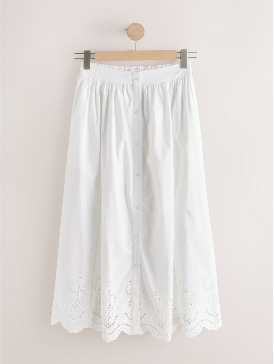 Next - Dames - Maxirok met broderie - Wit