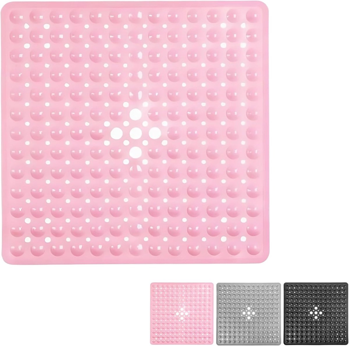 Douche Badmat - Vloermat - Veilig Douchen - Anti-Schimmel Zuignappen - 53x53cm Vierkant - Roze