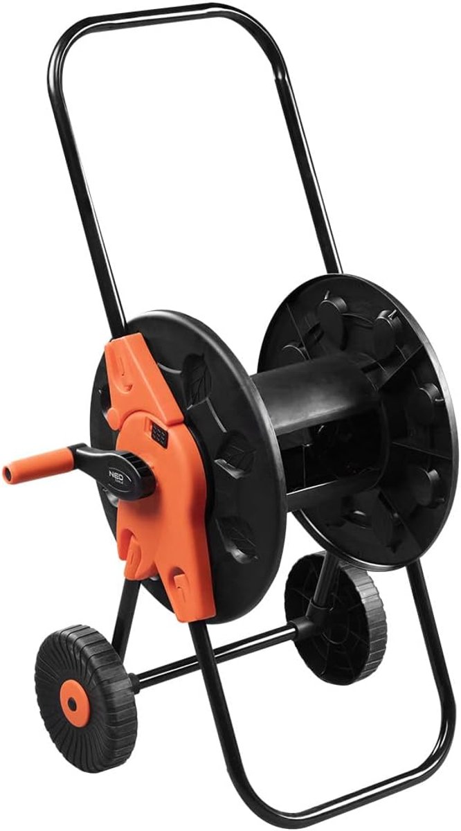 Tuinslangwagen - Slanghaspel Trolley - Eenvoudig Tuin Irrigatie - Stabiel Robuust Frame - 60m 1/2 inch Slang - Zwart Grijs