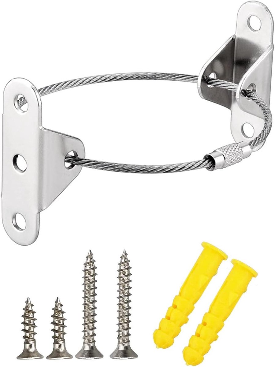 Meubelriemen - Antikip Kit - Baby Proofing - 6 Stuks Metaal - 28x14.7x2.4cm - Zilver Zwart