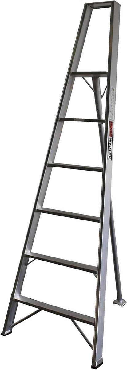 Driepootladder Aluminium - Tuinladder Boomgaardladder - Snoeien Onderhoud - Extra Brede Basis - 6 Treden 30cm - Zilver