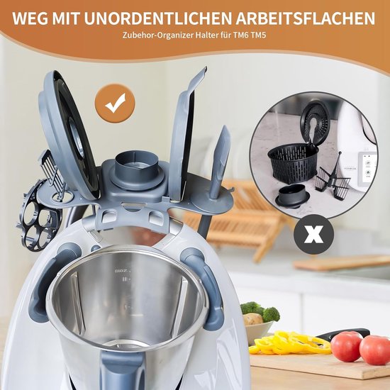 Keukenmachine Accessoirehouder - Keukenapparaat Organizer - Keuken Netjes Houden - Ruimte voor 9 Delen - 34x20x4 cm - Zwart — afbeelding 4