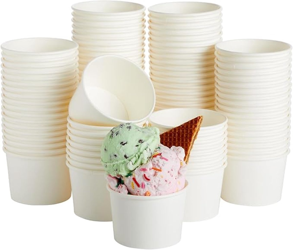 Ijsbeker - ijsbeker karton - 150 ml - Sterk en Stevig Karton - IJsbakjes - Papieren taartbekers - 50 Pcs - Wit - Party schepijs softijs ijsje zomer festival thema feest - van Imperatoris
