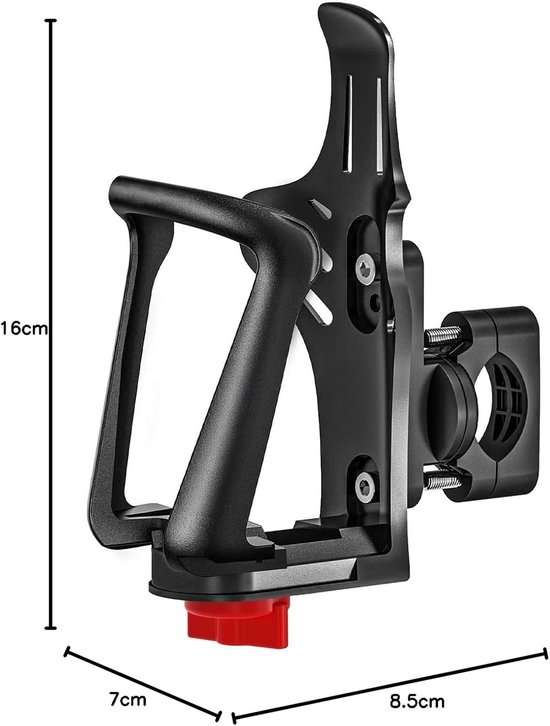 Bekerhouder - Fietsbekerhouder - Verstelbare bekerhouder - Geschikt voor diameters van 48–71 mm - Bevestiging voor stuur-frame - Geschikt voor mountainbikes, scooters, rolstoelen en kinderwagens - Zwart — afbeelding 5