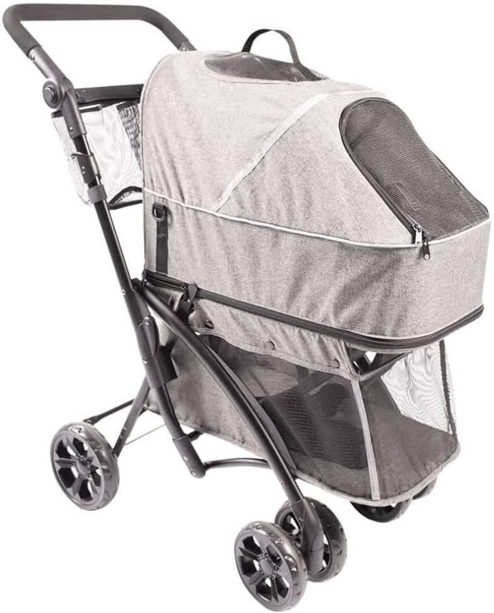 Hondenbuggy - Hondenwagen - Mobiliteit Hulp - 4 Wielen - 99 x 79 x 49 cm - Grijs