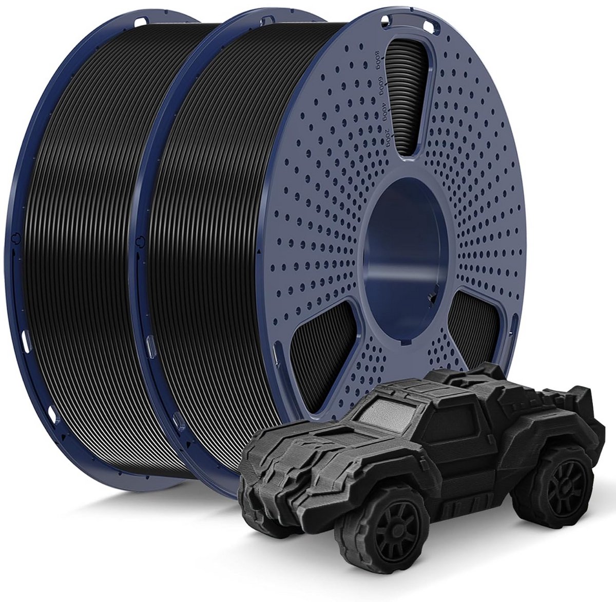 PLA 3D Printer Filament 1.75mm Zwart 2kg Set Nedlig Gewonden Spoelen