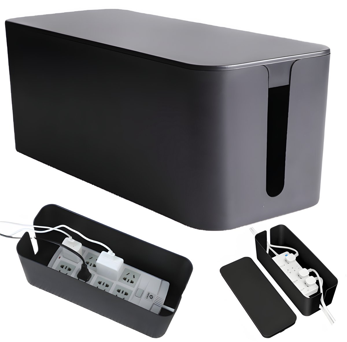 Kabelbox Organizer - Kabelmanagement - Maat L 40,8 x 15,8 x 13,7 cm - Zwart - Polystyreen - Veilig & Stijlvol