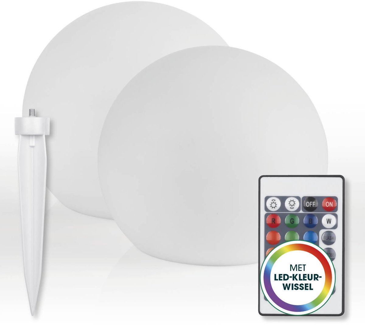 EASYmaxx set van 2 LED-lampen op zonne-energie met kleurwisseling | Decoratieve tuinlamp met LED-verlichting | Prachtige lichteffecten met daglichtsensor voor binnen en buiten | Weerbestendige tuindecoratie, bol 30 cm