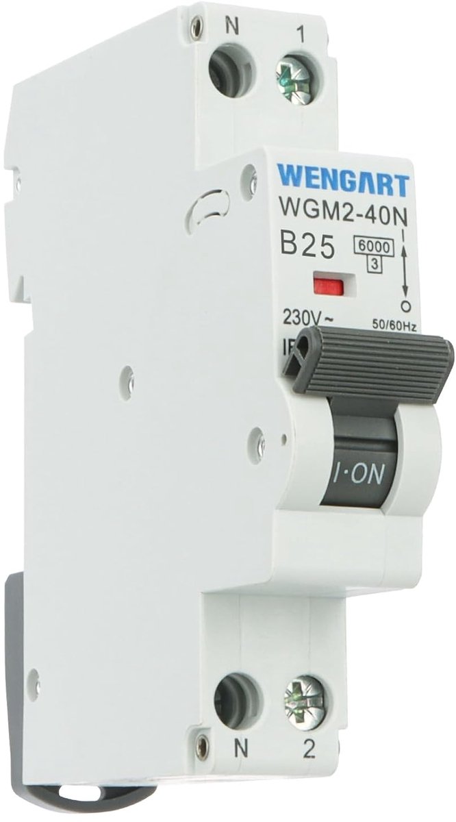 Miniatuur stroomonderbreker - Automatische zekering - Elektrische veiligheid - B-Karakteristiek 6kA - 25A 230V - Grijs