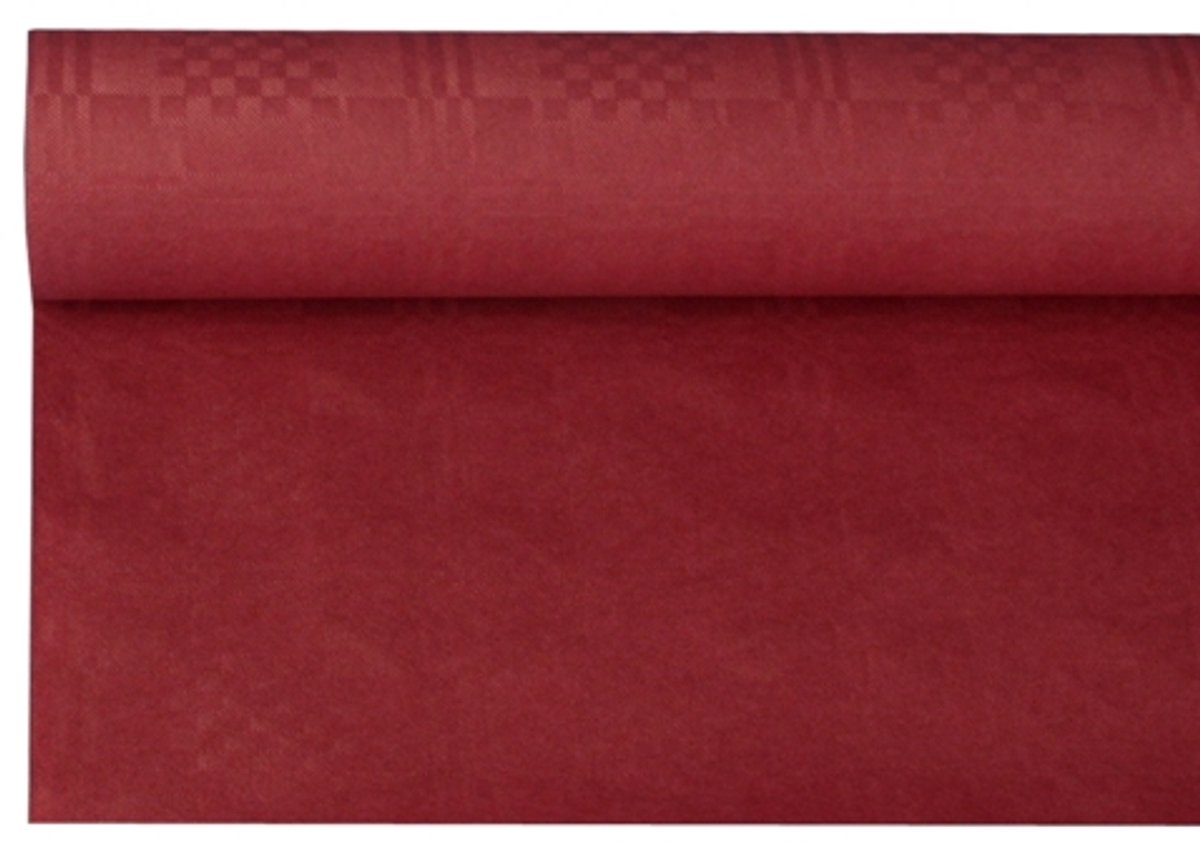 12x Tafelkleed papier met damastprint 8 m x 12 m bordeaux