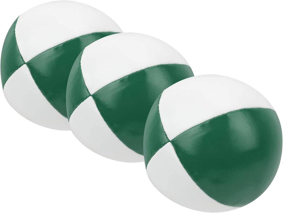 Jongleerballen Set - Oefenballen Balans - Vaardigheid Trainen - Zachte PU Constructie - 6.5cm Diameter - Groen Wit