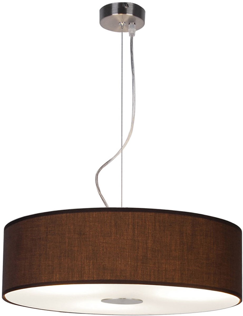 Hanglamp textiel eettafel lamp hanglamp woonkamer lamp bruin, staal glas, 3x E27, DxH 45x175 cm