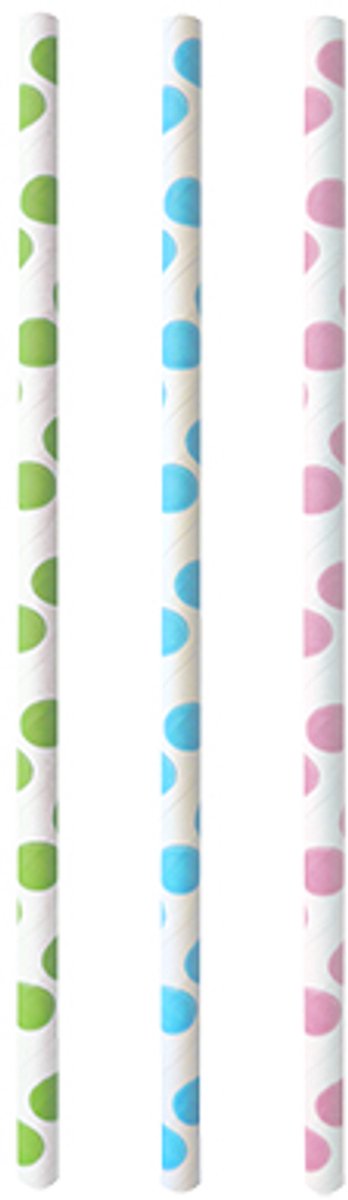 20x 25 Drinkrietjes papier Ø 6 mm · 20 cm assorti kleuren Dots